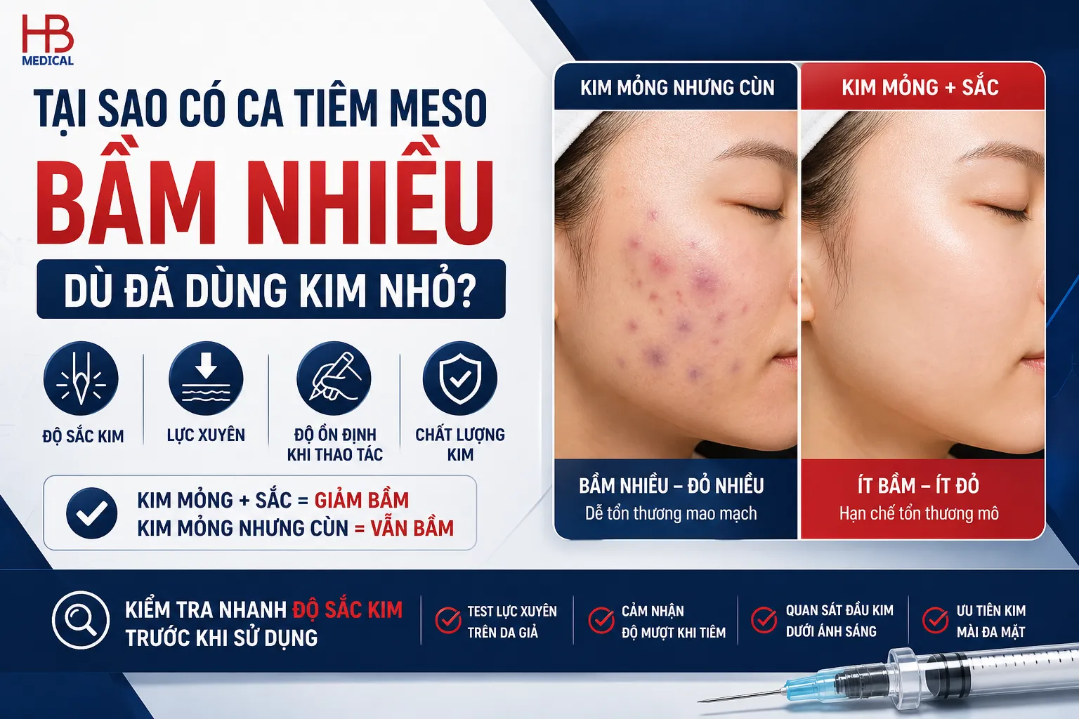 Tại sao có ca tiêm meso bầm nhiều dù đã dùng kim nhỏ?